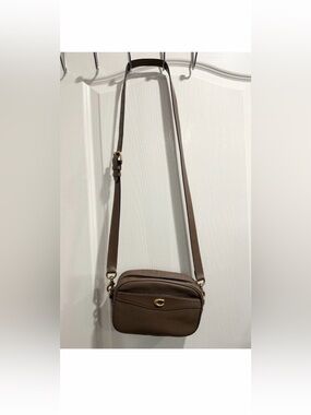 Coach Brown Pebbled Leather Mini Crossbody with Gold Hardware